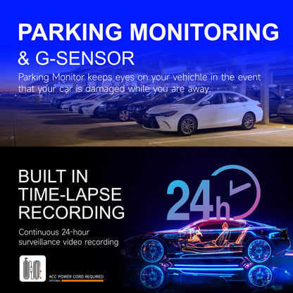 4K UHD Front and 1080P Rear Dash Cam with Built in WiFi and App 170 Degree Wide Angle Super Night Vision Parking Mode Loop Recording G Sensor for Cars