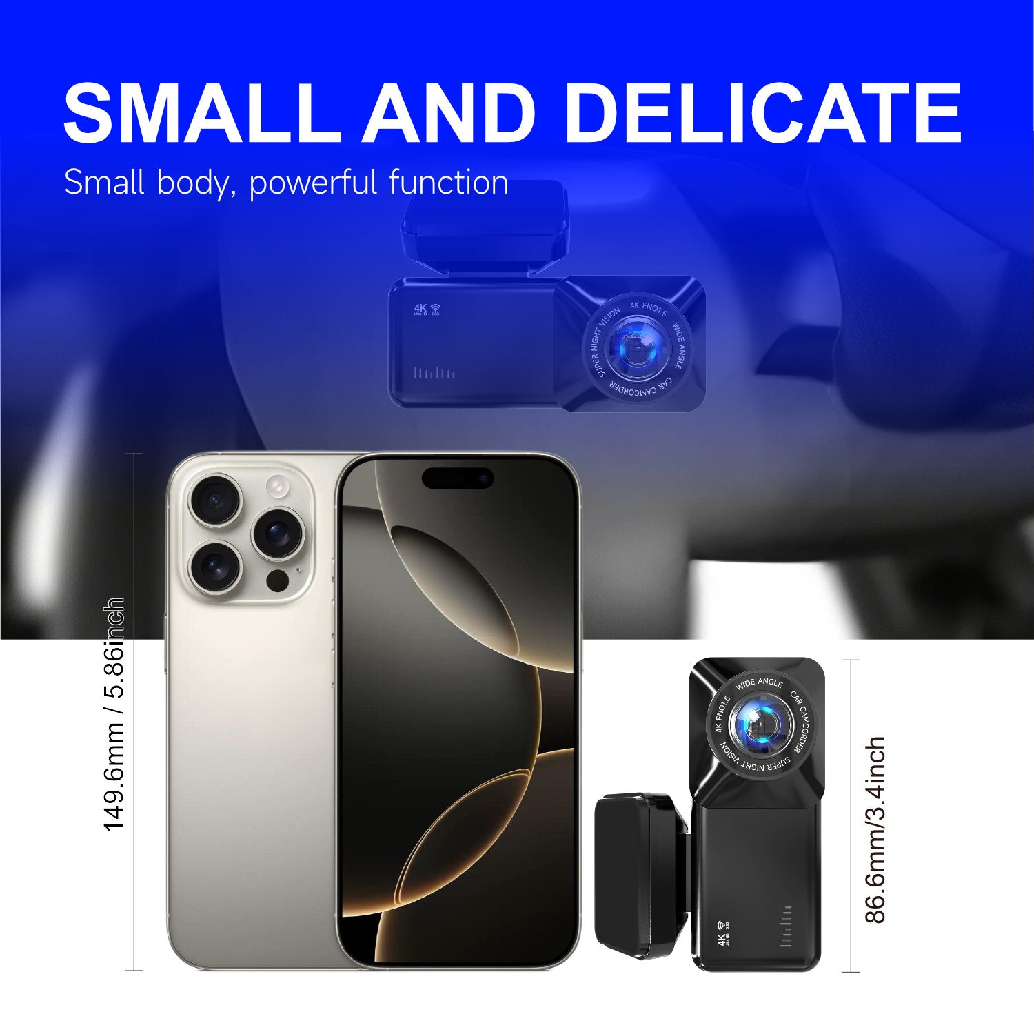 4K UHD Front and 1080P Rear Dash Cam with Built in WiFi and App 170 Degree Wide Angle Super Night Vision Parking Mode Loop Recording G Sensor for Cars