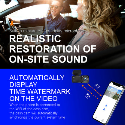 4K UHD Front and 1080P Rear Dash Cam with Built in WiFi and App 170 Degree Wide Angle Super Night Vision Parking Mode Loop Recording G Sensor for Cars