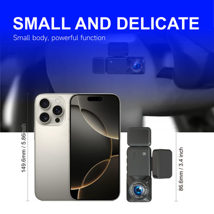 4K+1080P Dual Lens Dash Cam Front and Rear Car Camera 170° Wide Angle with Built-in Wi-Fi and APP Control Super Night Vision Parking Monitor Loop Recording for Cars