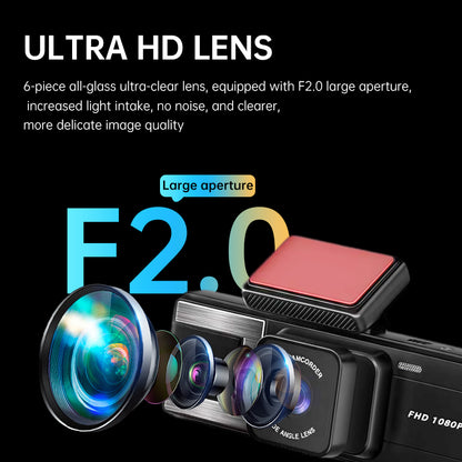 Car Dash Cam 4K Ultra HD 2160P Front Interior Rear Recording 3-in-1 Lens 170 Degree Wide Angle Smartphone APP Connection Night Vision HDR Parking Recording 24 Hour Parking Monitoring Auto Loop Recording Trending Viral Latest