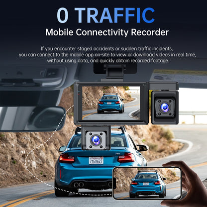 Dashboard Camera 1080P Full HD 4 Lenses with Starlight Night Vision and Direct Smartphone Connection, 0 Latency Streaming for 24-Hour Parking Surveillance and Automatic Loop Recording Video Security Storage
