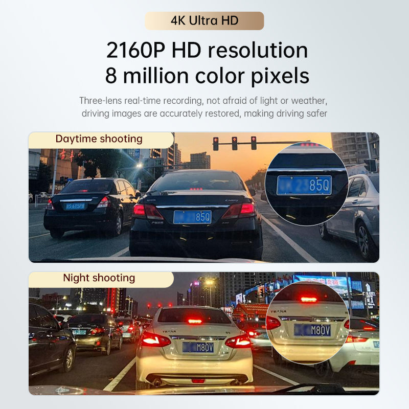 TikTok Viral 4K Ultra HD Dash Cam Smart Loop Recording 24 Hour Parking Monitoring Night Vision with Large F2 0 Aperture Phone App Connection 2160P Driving Safety