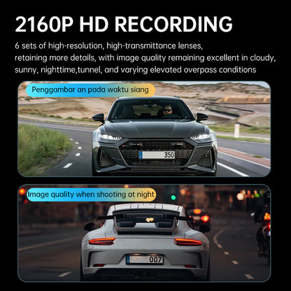 Car Dash Cam 4K Ultra HD 2160P Front Interior Rear Recording 3-in-1 Lens 170 Degree Wide Angle Smartphone APP Connection Night Vision HDR Parking Recording 24 Hour Parking Monitoring Auto Loop Recording Trending Viral Latest