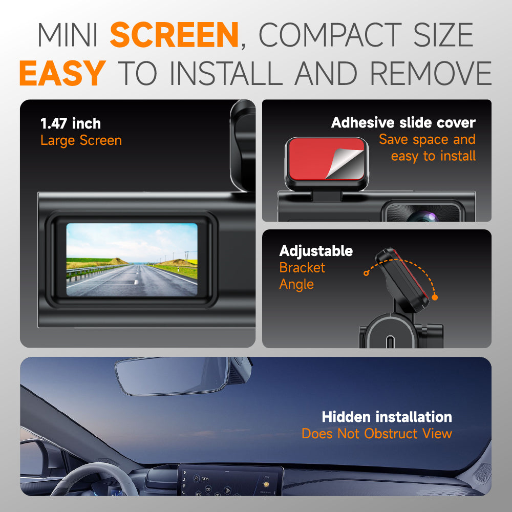 2K QHD Dashboard Camera WiFi Dash Cam Front and Rear View 170 Degree Wide Angle Lens Night Vision WDR G Sensor Loop Recording with 64GB Memory Card Easy Mount for Car Vehicle Safety