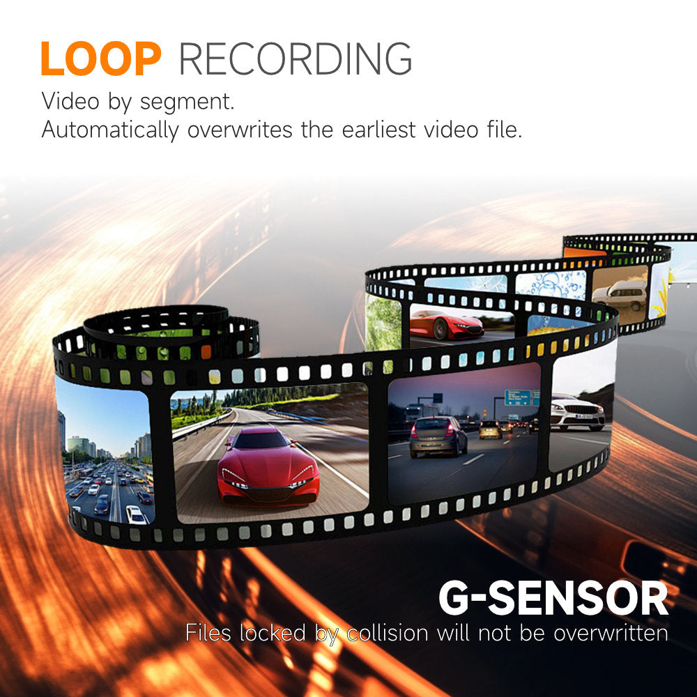 2K QHD Dashboard Camera WiFi Dash Cam Front and Rear View 170 Degree Wide Angle Lens Night Vision WDR G Sensor Loop Recording with 64GB Memory Card Easy Mount for Car Vehicle Safety