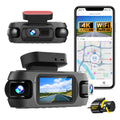 Professional 4K Quad Channel Dash Camera Built in WiFi and GPS Super Night Vision with STARVIS 2 Loop Recording G Sensor Collision Detection and Parking Surveillance Guard Your Car Day and Night