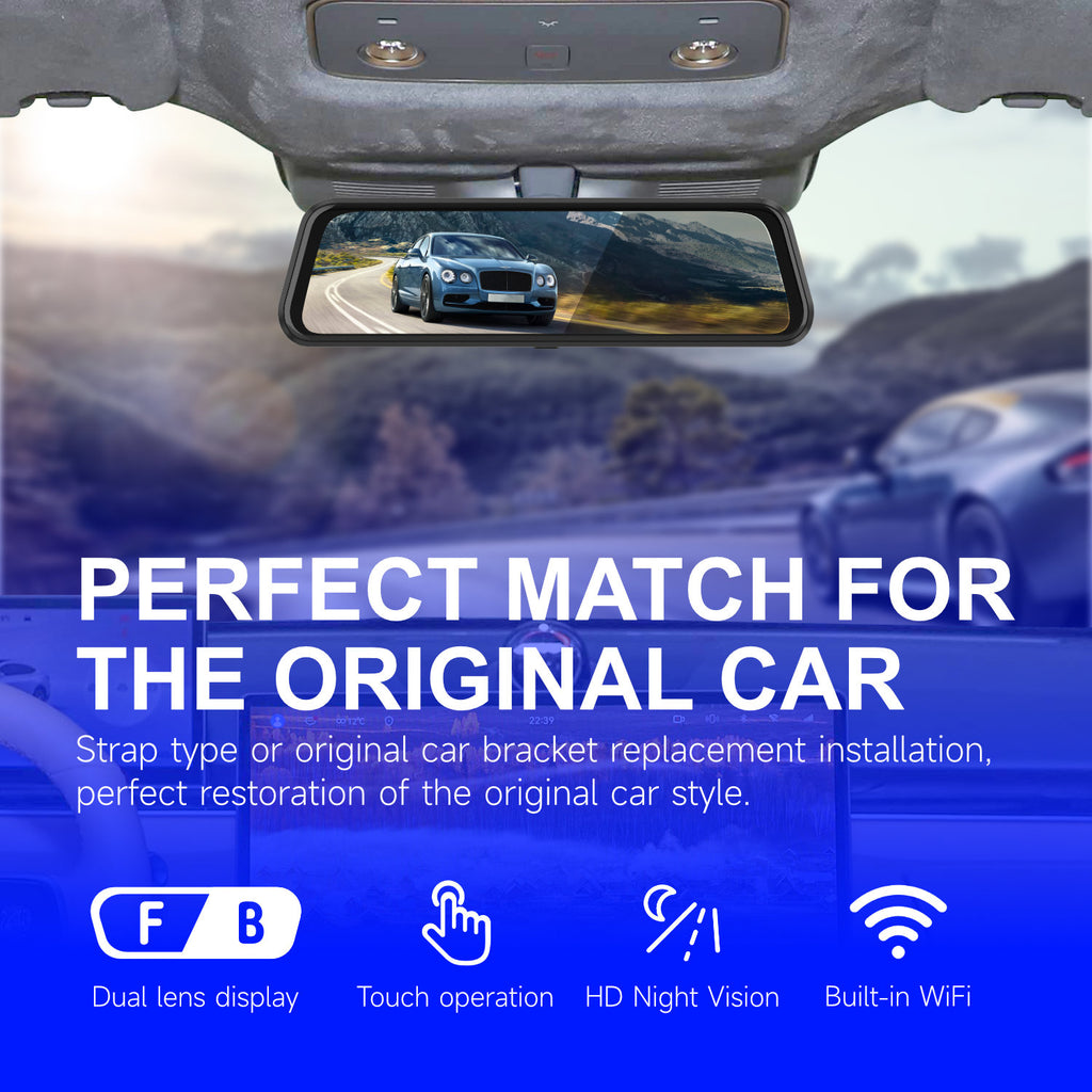 4K Dual Dash Cam Front and Rear Touch Screen with App WiFi Super Night Vision Parking Mode Monitor Loop Recording Time Lapse for Car Truck SUV Waterproof Camera