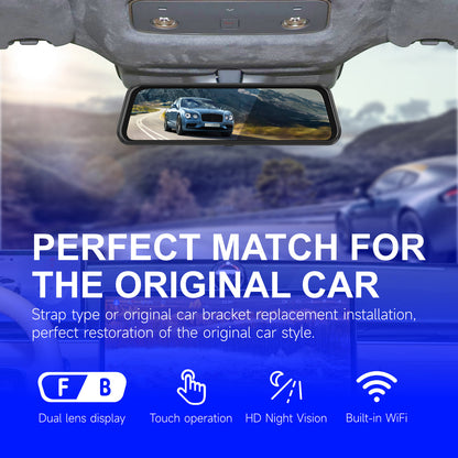 4K Dual Dash Cam Front and Rear Touch Screen with App WiFi Super Night Vision Parking Mode Monitor Loop Recording Time Lapse for Car Truck SUV Waterproof Camera