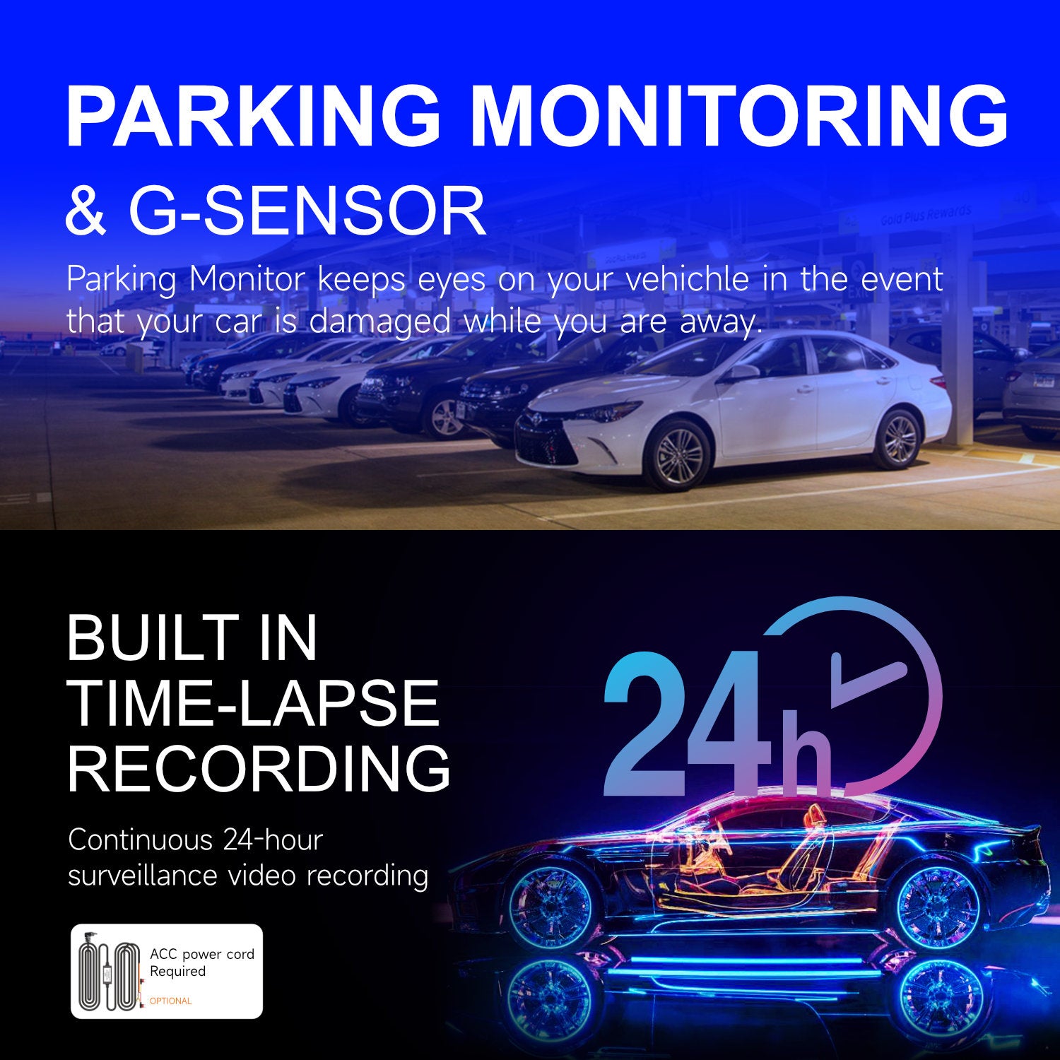 4K Dual Dash Cam Front and Rear Touch Screen with App WiFi Super Night Vision Parking Mode Monitor Loop Recording Time Lapse for Car Truck SUV Waterproof Camera